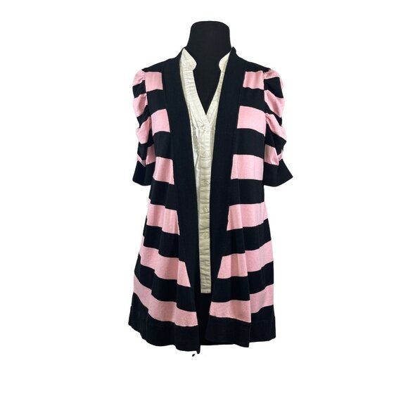 INC International Concepts Womens Sz Large Striped 2fer Top with Ruched Sleeves - Picture 2 of 9